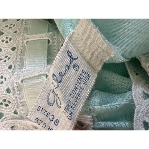 1970s Vintage Aqua Blue Lace Trim Maxi Nightgown Lingerie Dress size 38 M/L - Picture 3 of 9